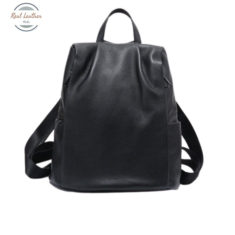 Genuine Leather Soft Outdoor Backpack Black Backpacks