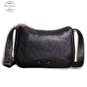 Genuine Leather Stylish Casual Crossbody Bag Black Messenger Bags