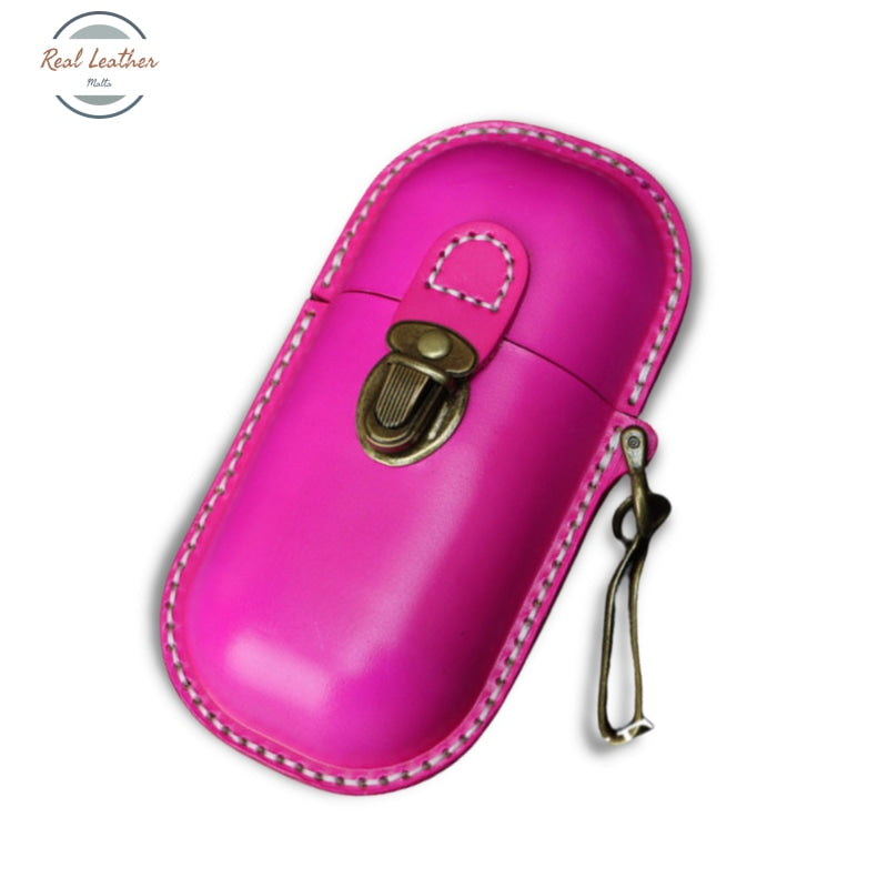 Genuine Leather Sunglasses Travel Case Pink Eyewear Cases & Holders