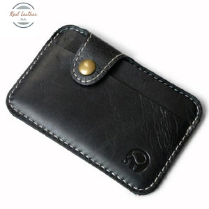 Genuine Leather Thin Business Bank Card Holder Black