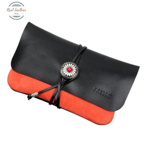 Genuine Leather Tobacco Pipe Pouch Orange