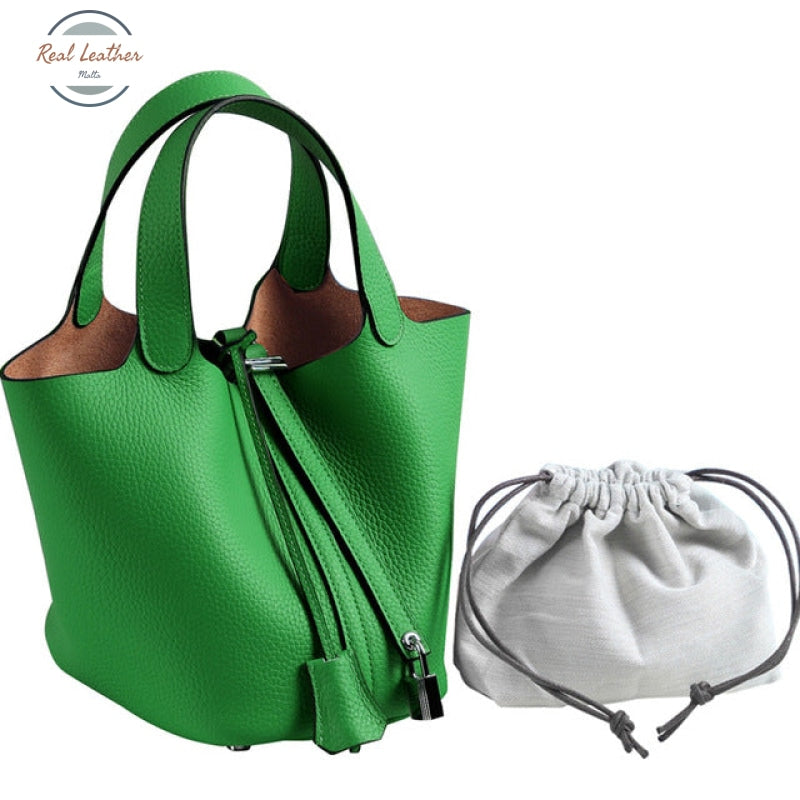 Genuine Leather Tote Bag For Women Bamboo Green / Small