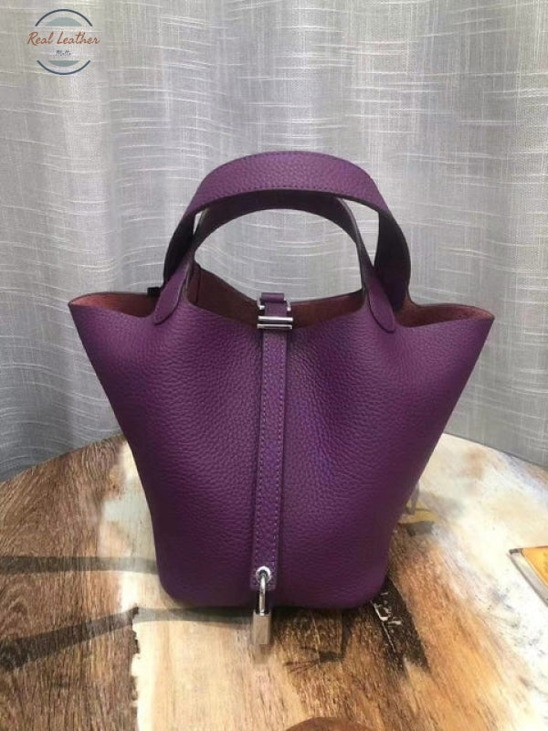 Genuine Leather Tote Bag For Women Purple Large