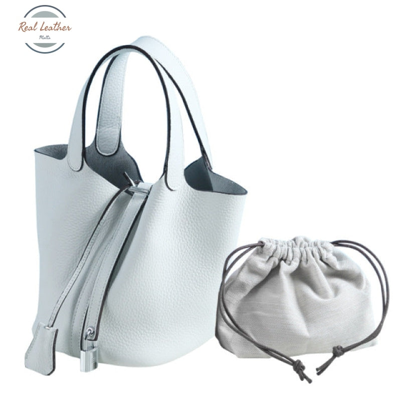 Genuine Leather Tote Bag For Women White / Small