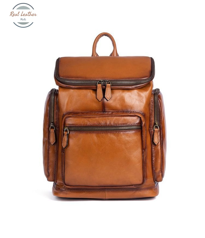 Genuine Leather Travel Backpack Auburn