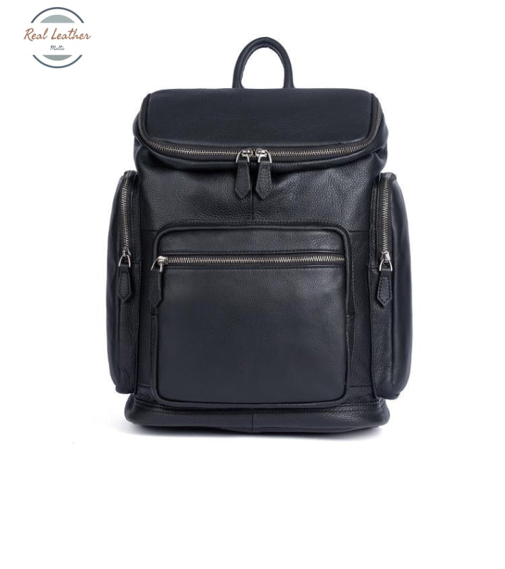 Genuine Leather Travel Backpack Black