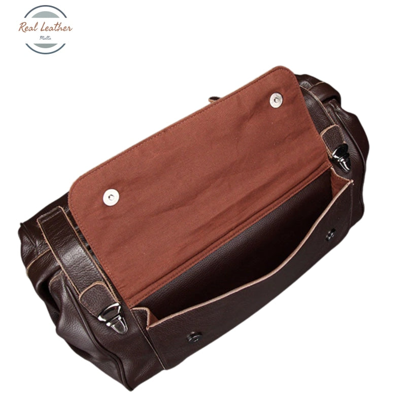 Genuine Leather Travel Bag With Metal Buckle Travel Bag