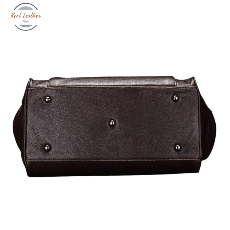 Genuine Leather Travel Bag With Metal Buckle Travel Bag
