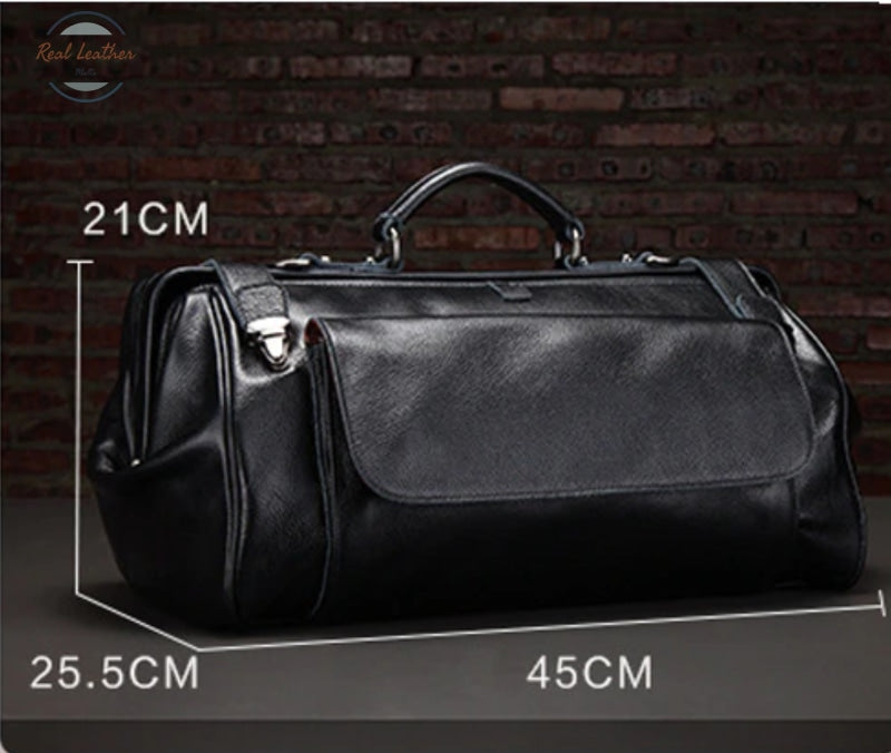 Genuine Leather Travel Bag With Metal Buckle Travel Bag