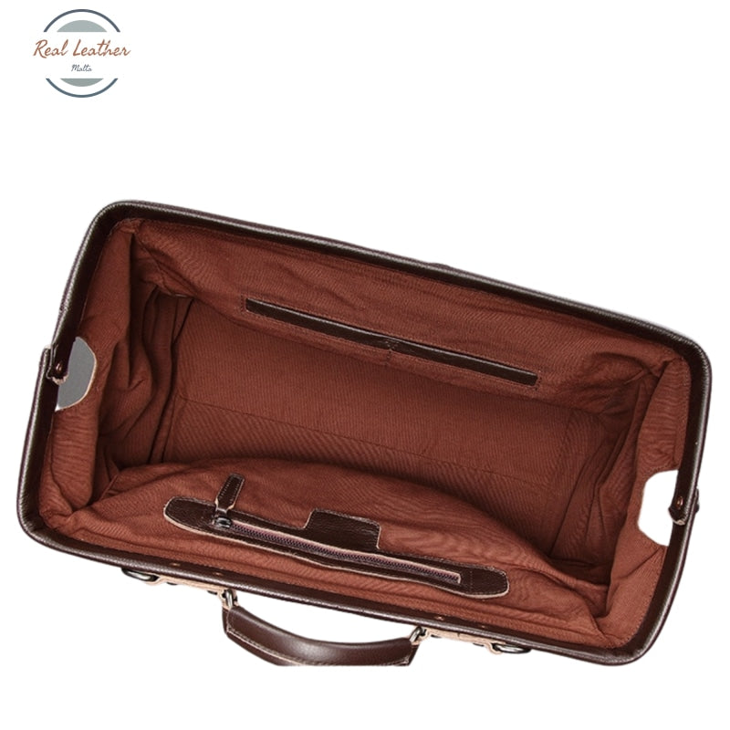 Genuine Leather Travel Bag With Metal Buckle Travel Bag