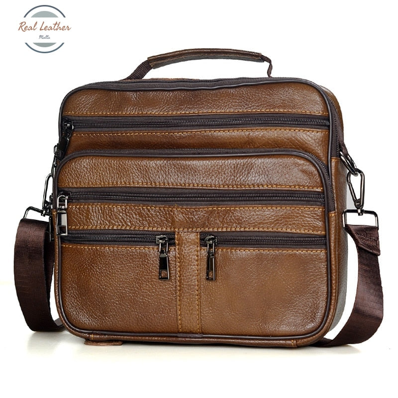 Genuine Leather Travel Tote / Messenger Bag Brown