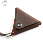 Genuine Leather Triangle Coin Wallet Dark Brown Wallets