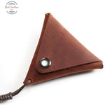 Genuine Leather Triangle Coin Wallet Red Brown Wallets