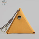 Genuine Leather Triangle Coin Wallet Yellow Wallets