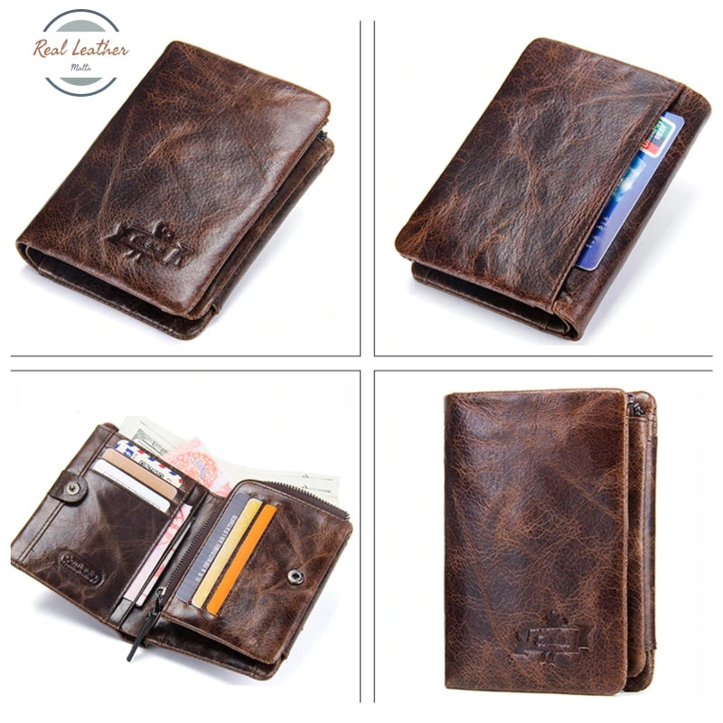 Genuine Leather Trifold Wallet