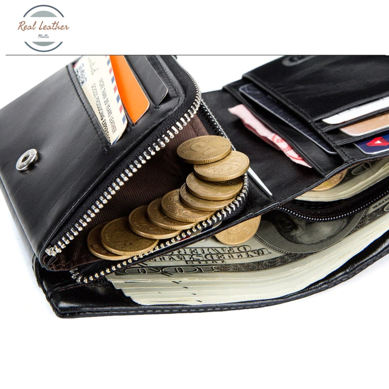 Genuine Leather Trifold Wallet