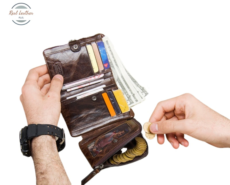 Genuine Leather Trifold Wallet