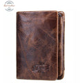 Genuine Leather Trifold Wallet Coffee