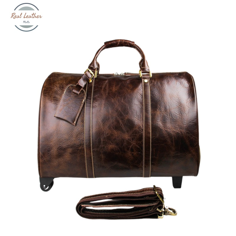 Genuine Leather Trolley Duffel Bag Bags