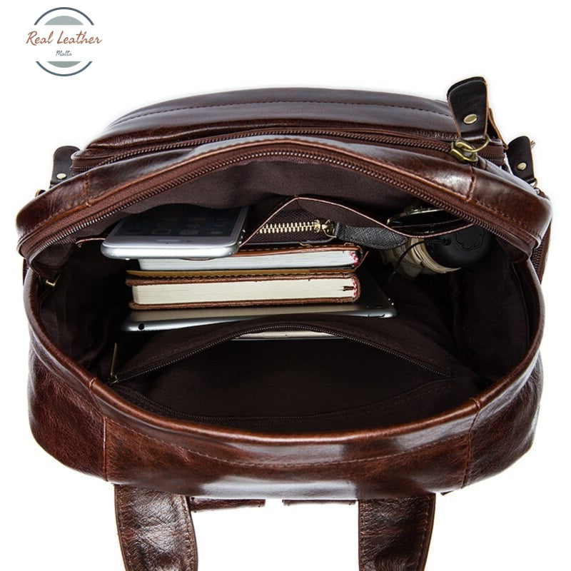 Genuine Leather Unisex Casual Travel Backpack Bags