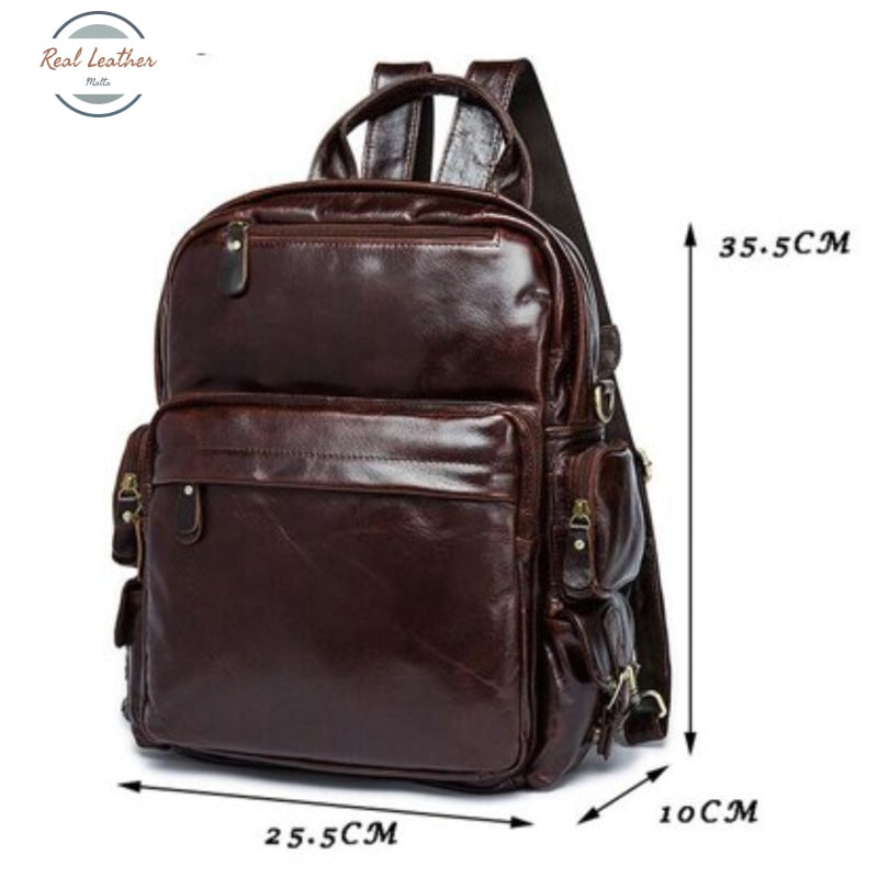 Genuine Leather Unisex Casual Travel Backpack Bags