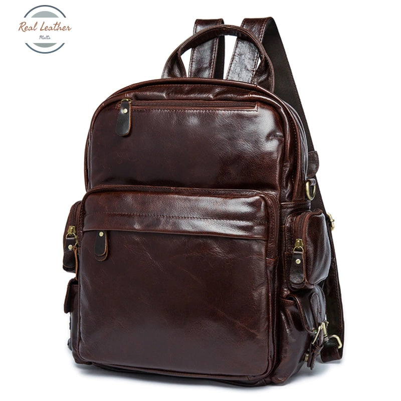 Genuine Leather Unisex Casual Travel Backpack Bags
