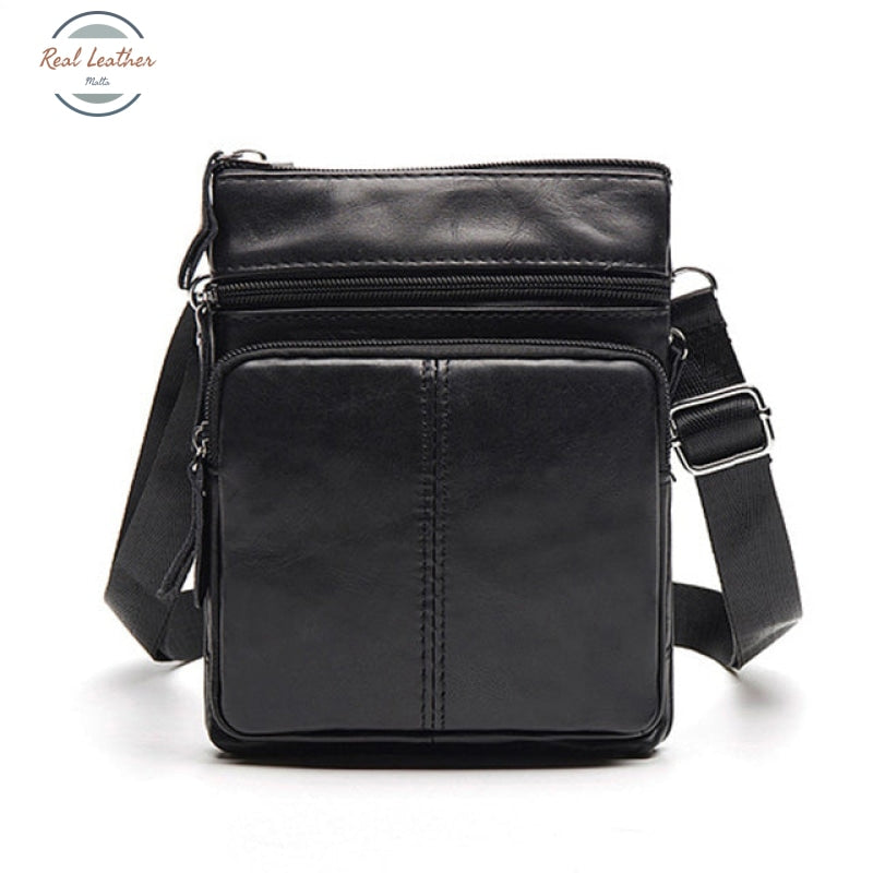 Genuine Leather Vintage Cross Body Bag Black