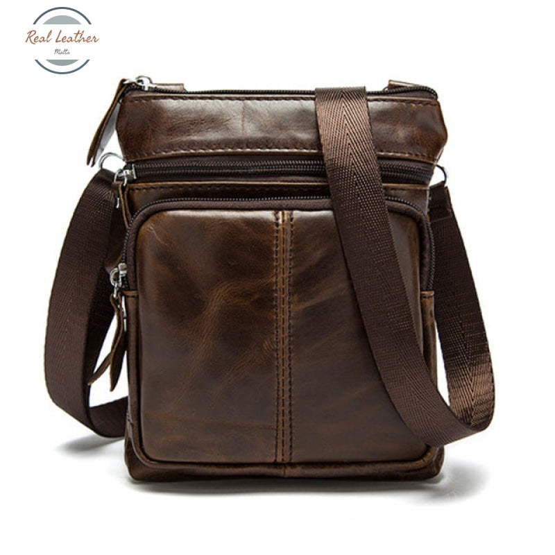 Genuine Leather Vintage Cross Body Bag Coffee