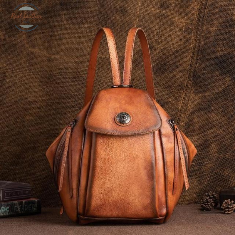 Genuine Leather Vintage Fashion Backpack Auburn