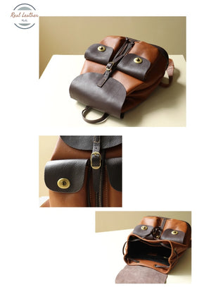 Genuine Leather Vintage Flap Backpack