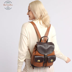 Genuine Leather Vintage Flap Backpack