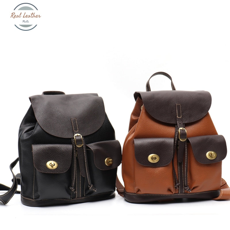 Genuine Leather Vintage Flap Backpack