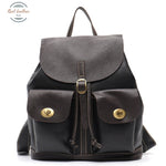 Genuine Leather Vintage Flap Backpack Black