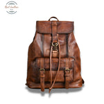 Genuine Leather Vintage Large Capacity Backpack Coffee