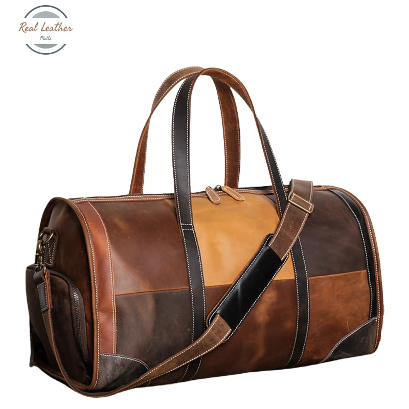Genuine Leather Vintage Multicolor Duffle Bag