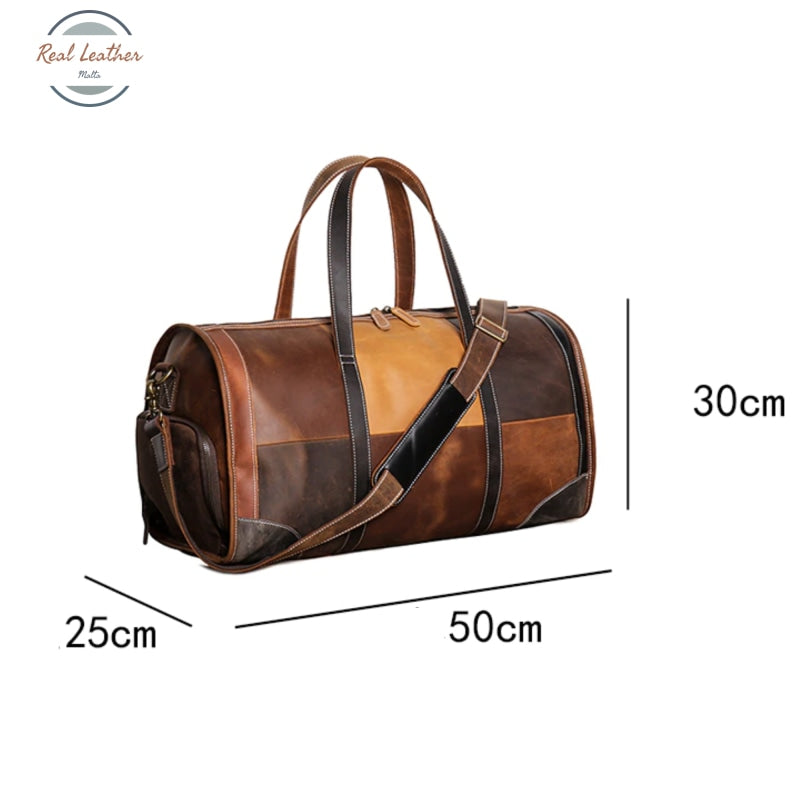 Genuine Leather Vintage Multicolor Duffle Bag