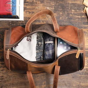 Genuine Leather Vintage Multicolor Duffle Bag