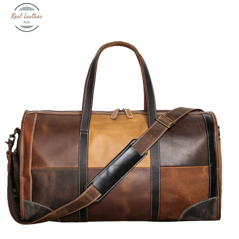 Genuine Leather Vintage Multicolor Duffle Bag – realleathermalta