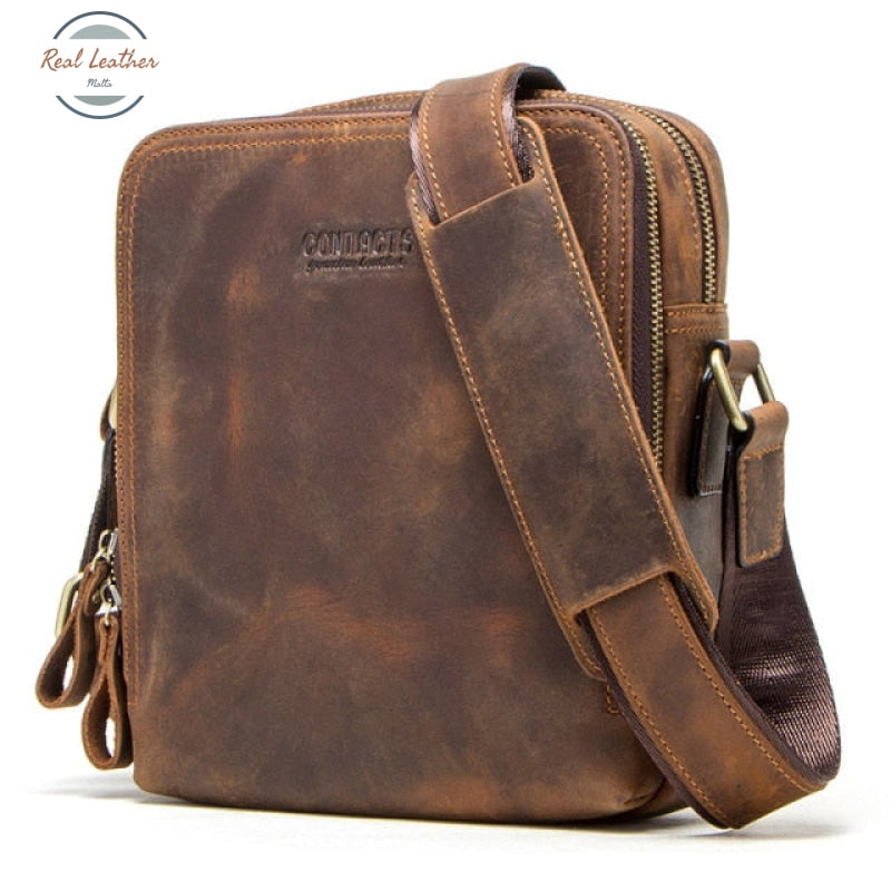 Genuine Leather Vintage Shoulder Bag Coffee