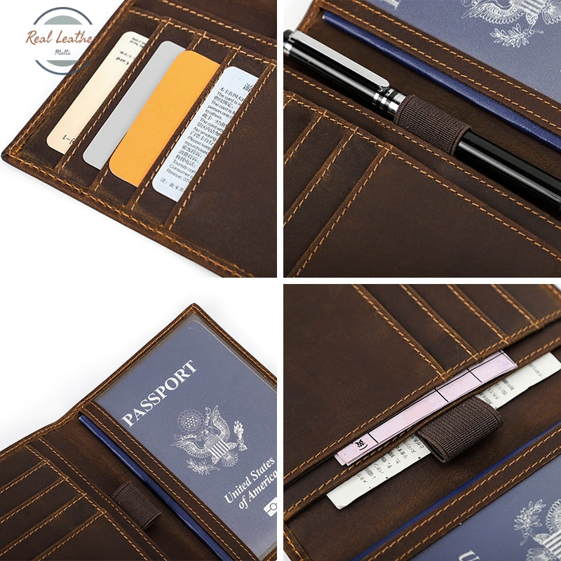 Genuine Leather Vintage Travel Passport Holder