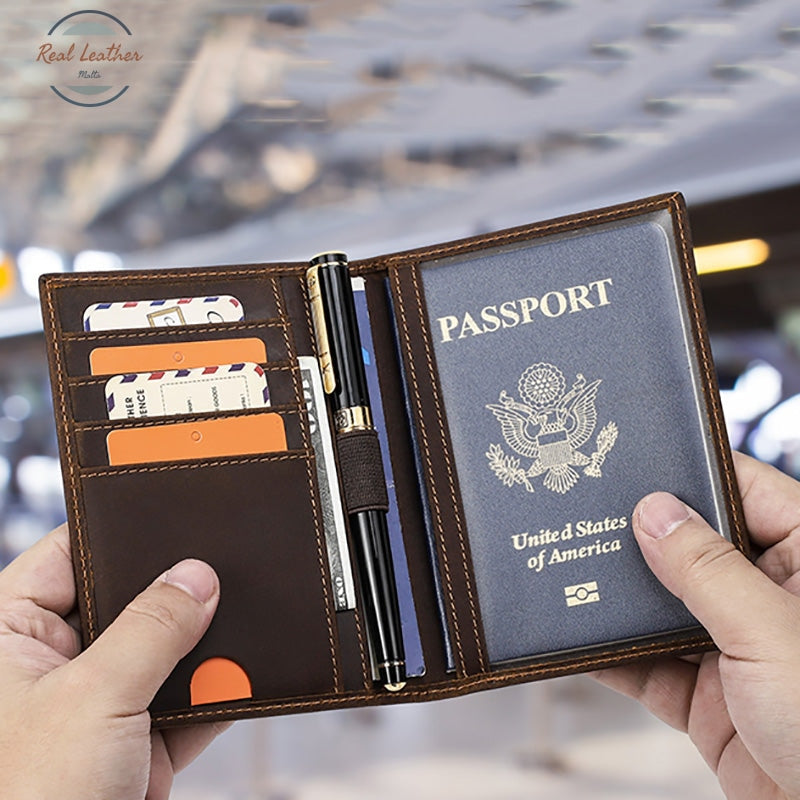 Genuine Leather Vintage Travel Passport Holder