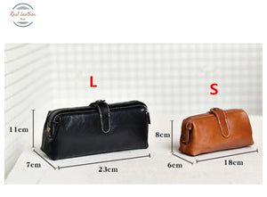 Genuine Leather Vintage Women Clutch