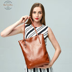 Genuine Leather Women Long Hand Tote Bag