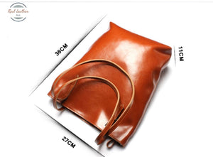 Genuine Leather Women Long Hand Tote Bag