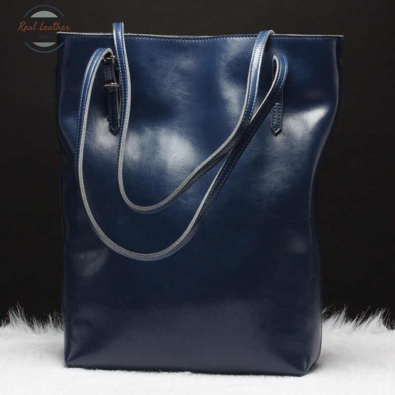 Genuine Leather Women Long Hand Tote Bag