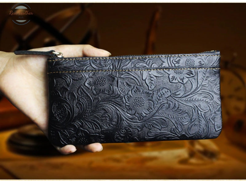 Genuine Leather Women Long Wallet Purse