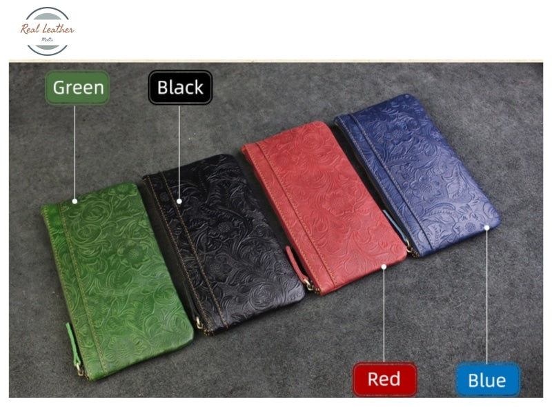 Genuine Leather Women Long Wallet Purse
