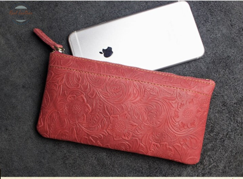 Genuine Leather Women Long Wallet Purse