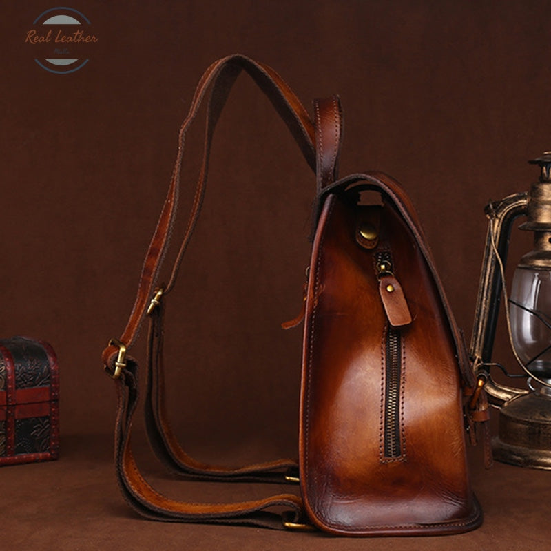 Genuine Leather Women Rucksack Casual Bag