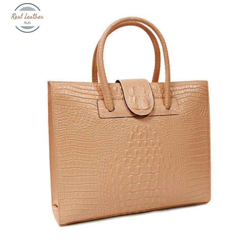 Genuine Leather Womens 14 Inch Briefcase / Laptop Bag Yellow